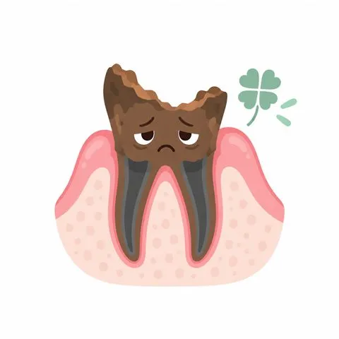 C4 歯の根だけが残った虫歯のイラスト