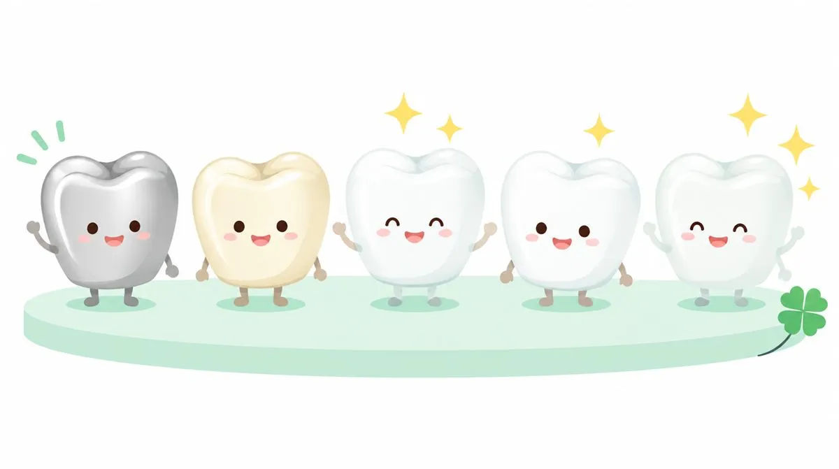 銀歯・プラスチック・セラミックなど、さまざまな素材の歯のイラスト
