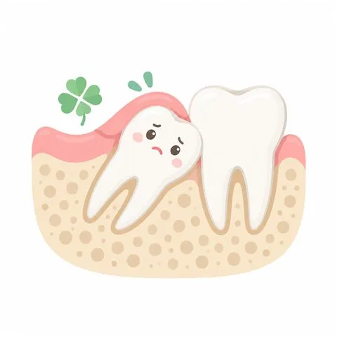 斜めに生えた親知らずのイラスト