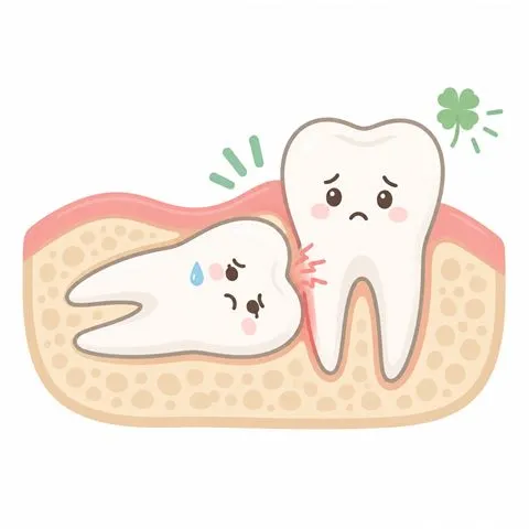 横向きに埋まった親知らずのイラスト